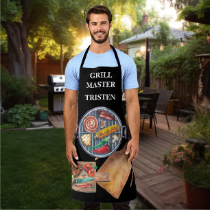Grill Master Name Monogramm Grill BBQ   Schürze