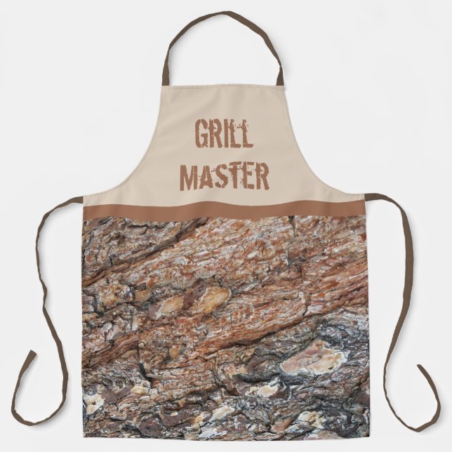 Grill Master Rustic Tree Bark Muster Foto Natur Schürze (Vorderseite)