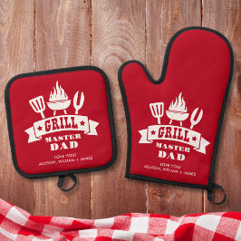 Grill Master Vater Red Ofenhandschuh & Topflappen-Set