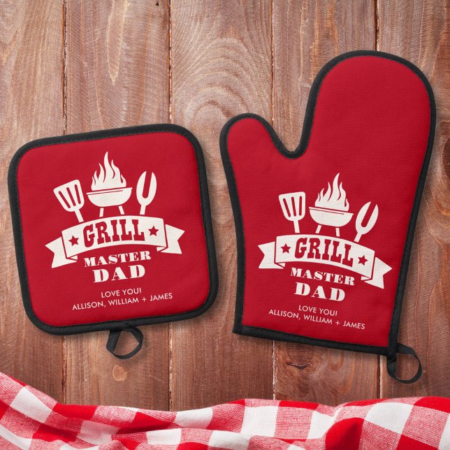 Grill Master Vater Red Ofenhandschuh & Topflappen-Set (Von Creator hochgeladen)