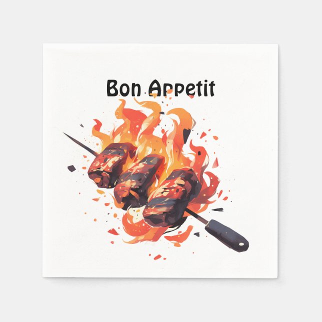 🔥 🍢 "Grill Master's Delight" - Bonmot Napkin Serviette (Vorderseite)