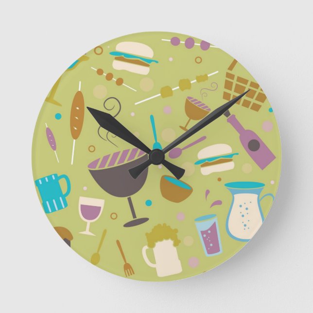 Grill-Muster Runde Wanduhr (Vorderseite)