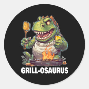 Grill-osaurus Rex Bbq Dinosaur Lustig Vatertag Runder Aufkleber