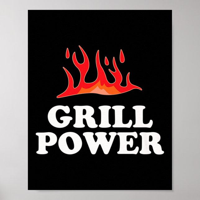 Grill Power - Funny Barbeque Grillen Slogan Sprich Poster (Vorne)