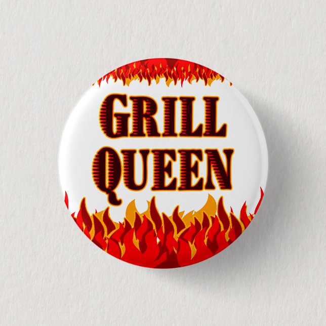Grill Queen Funny BBQ Saying Button (Vorderseite)