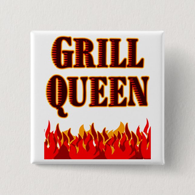 Grill Queen Funny GRILLEN Sprichwort Button (Vorderseite)