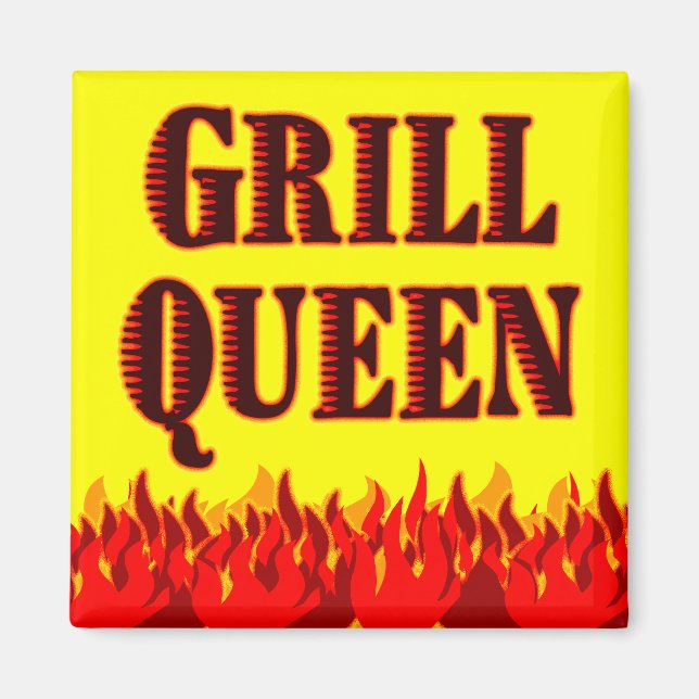Grill Queen Funny GRILLEN Sprichwort Magnet (Vorne)