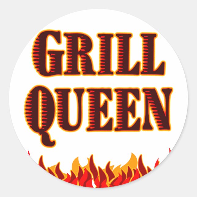 Grill Queen Funny GRILLEN Sprichwort Runder Aufkleber (Vorderseite)