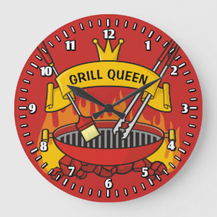 Grill Queen Große Wanduhr