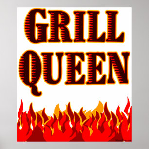 Grill Queen Red Flames GRILLEN Art Poster