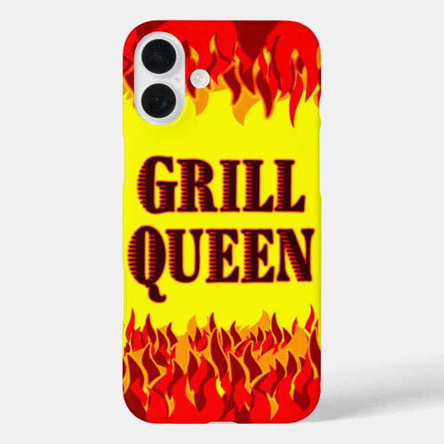 Grill Queen Red Flames GRILLEN iPhone Case (Rückseite)