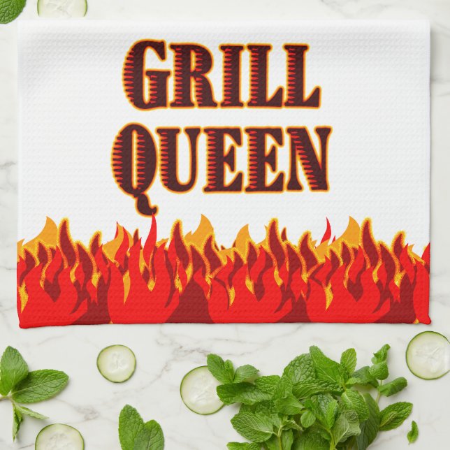 Grill Queen Red Flames GRILLEN Küchentuch (Gefaltet)