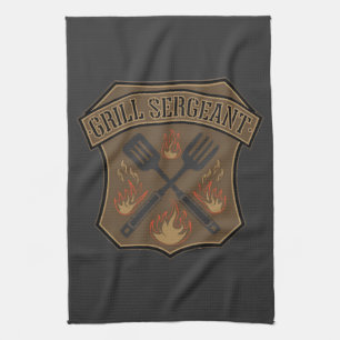 Grill sergeant Abzeichen Design mit Spatula und Ga Geschirrtuch