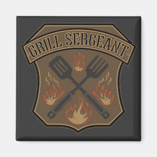 Grill sergeant Abzeichen Design mit Spatula und Ga Magnet