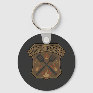 Grill sergeant Abzeichen Design mit Spatula und Ga Schlüsselanhänger