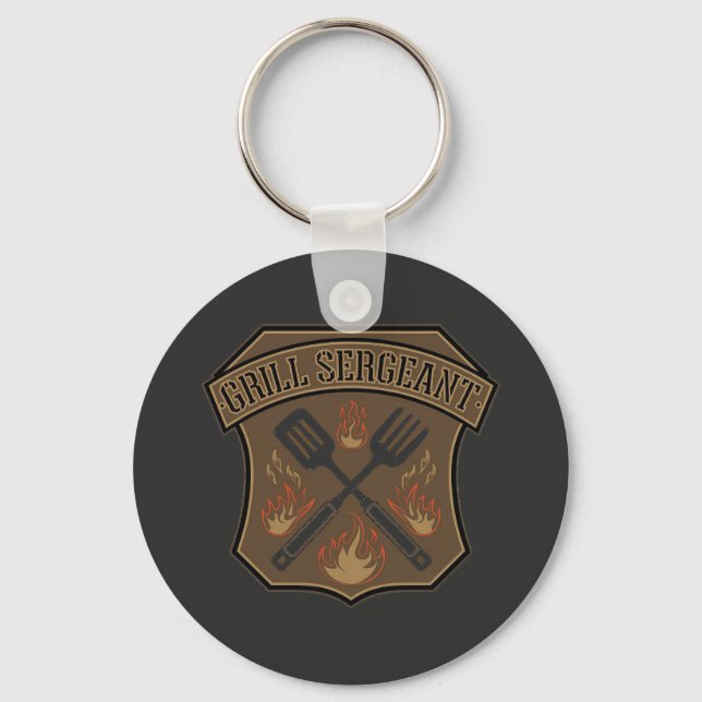 Grill sergeant Abzeichen Design mit Spatula und Ga Schlüsselanhänger (Vorderseite)