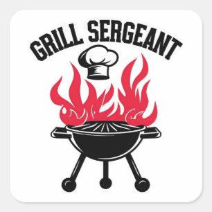 Grill Sergeant GRILLEN Vater Funny Party Quadratischer Aufkleber