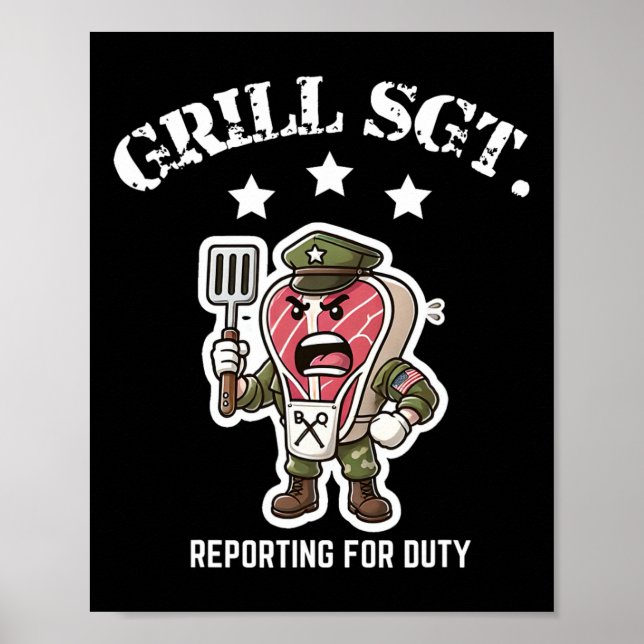 Grill Sgt. Lustiger Bbq Grillabend  Poster (Vorne)