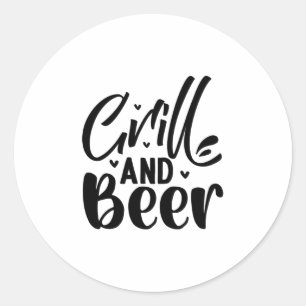 Grill und Bier Runder Aufkleber