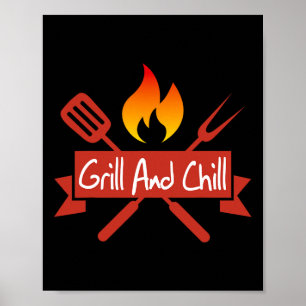 Grill und Kill Grillen Food Lover Funny Poster