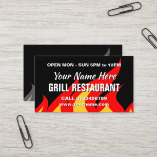 Grill- und Wok-Restaurant Visitenkartenvorlage Visitenkarte