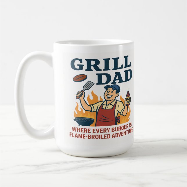 Grill-Vater - Flammengeplagtes Abenteuer Kaffeetasse (Links)