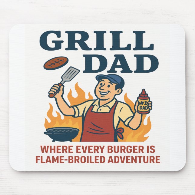 Grill-Vater - Flammengeplagtes Abenteuer Mousepad (Vorne)