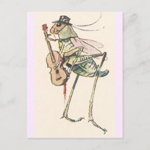 Grille spielt Geige Postkarte