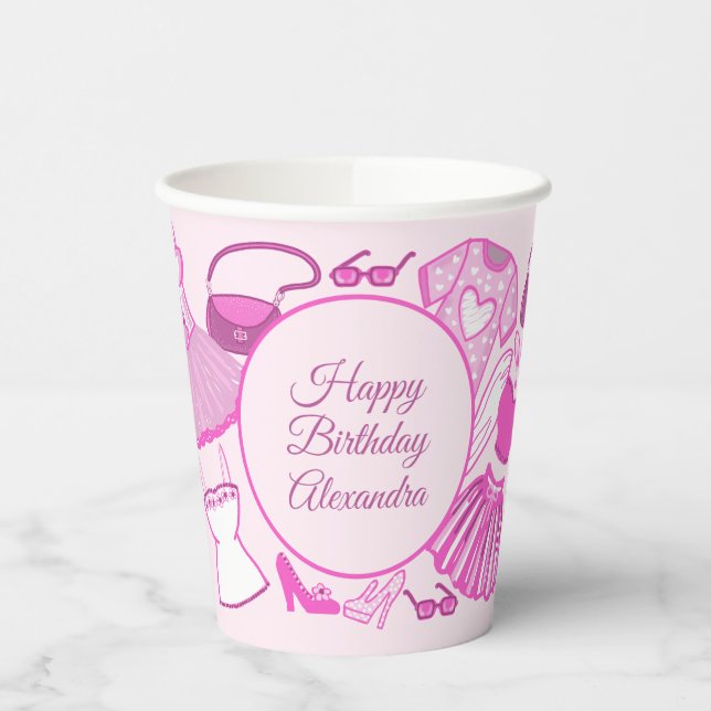 Grillecore, rosa und rosa Modedesign Pappbecher (Links)