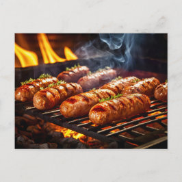 Grilled Bratwurst Sausages BBQ Postkarte