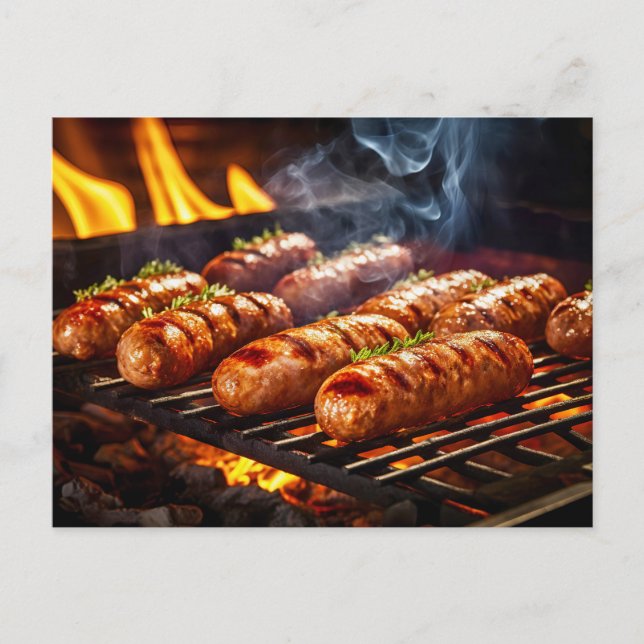 Grilled Bratwurst Sausages BBQ Postkarte (Vorderseite)