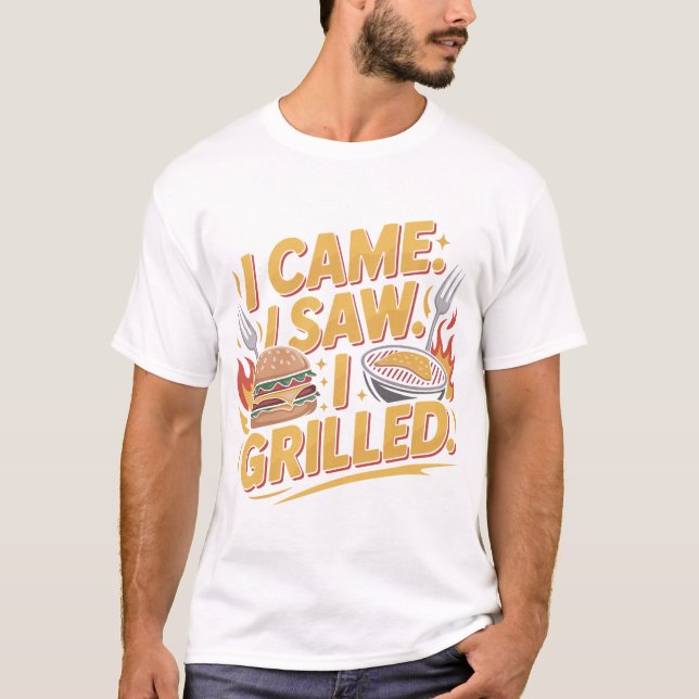 Grilled Burger Lovers Funny BBQ Typography T-Shirt (Vorderseite)