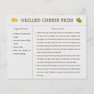 Grilled Cheese Frites Rezeptkarte Thanksgiving Ess