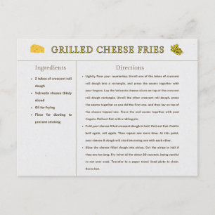 Grilled Cheese Frites Rezeptkarte Thanksgiving Ess Postkarte