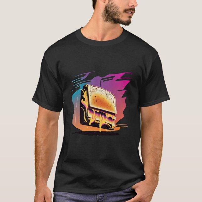 Grilled Cheese Synthwave 80s Retrowave Aesthetic T-Shirt (Vorderseite)