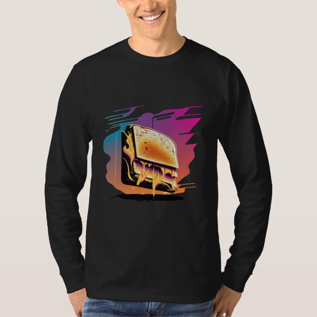 Grilled Cheese Synthwave 80s Retrowave Aesthetic T-Shirt (Vorderseite)