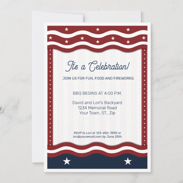 GRILLEN 4. Juli Party Einladung (Vorderseite)