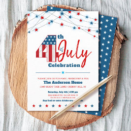 Grillen 4. Juli Stars Stripes Red White Einladung