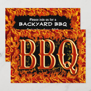 GRILLEN Abendessen Realistische Flammen Einladunge Einladung