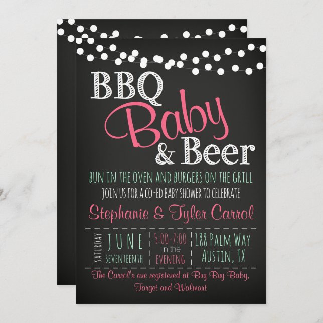 GRILLEN Baby Beer BaBy-Q Buchkarte & Einladung (Vorne/Hinten)