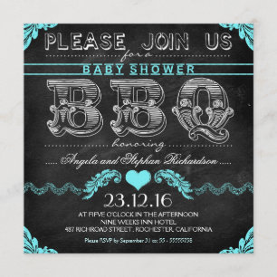 GRILLEN Baby Dusche Black Chalkboard Junge lädt ei Einladung
