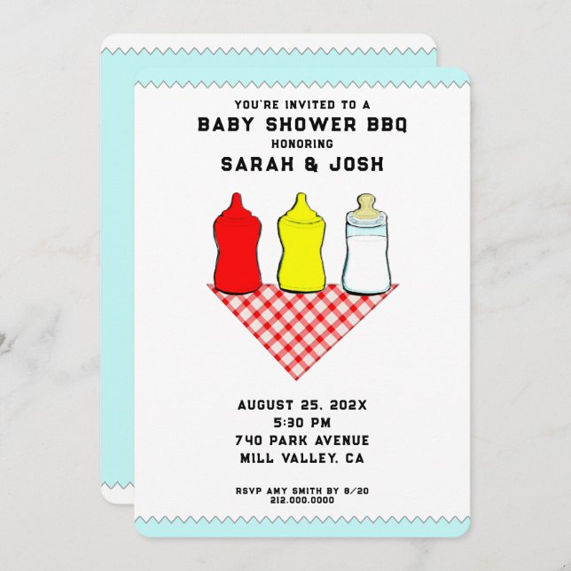 GRILLEN Baby Shower Einladungen (Vorne/Hinten)