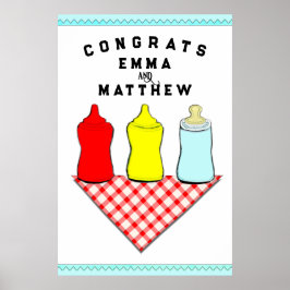 GRILLEN Baby Shower Glückwunschs Poster