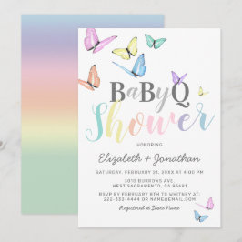 GRILLEN Baby Shower | Pastel Rainbows Barbecue Einladung