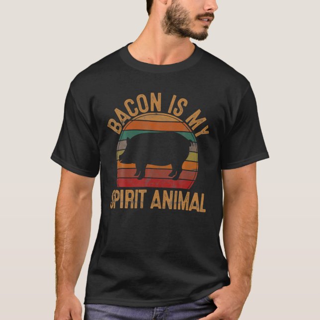 GRILLEN Bacon ist meine Spirit Animal Retro Pork G T-Shirt (Vorderseite)
