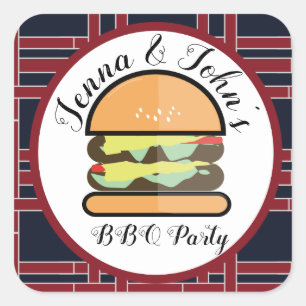 GRILLEN Barbecue Baby Q Birthday Baby Dusche Quadratischer Aufkleber