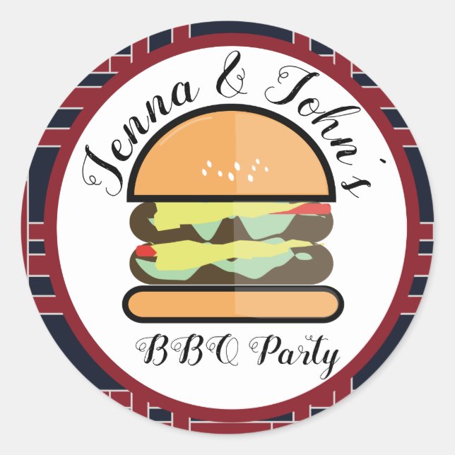 GRILLEN Barbecue Baby Q Birthday Baby Dusche Runder Aufkleber (Vorderseite)