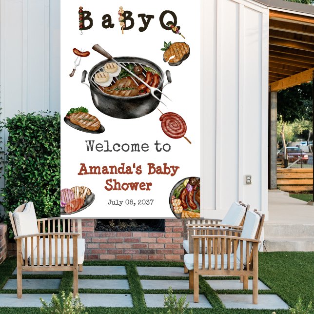 GRILLEN Barbecue Backyard Party Baby Shower BabyQ Banner (Von Creator hochgeladen)