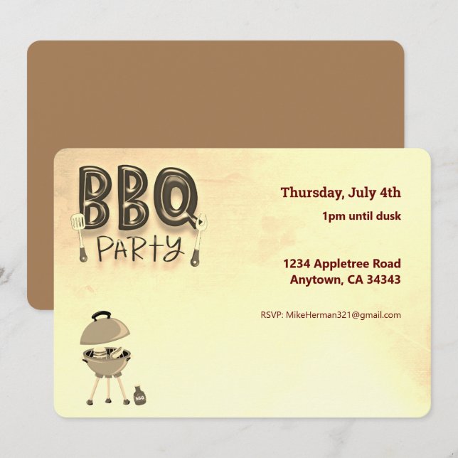 GRILLEN Barbecue Party Individuelle Sommereinladun Einladung (Vorne/Hinten)