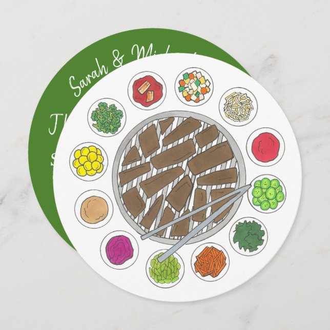 Grillen Barbecue Roast Bulgogi Banchan Food Einladung (Vorne/Hinten)